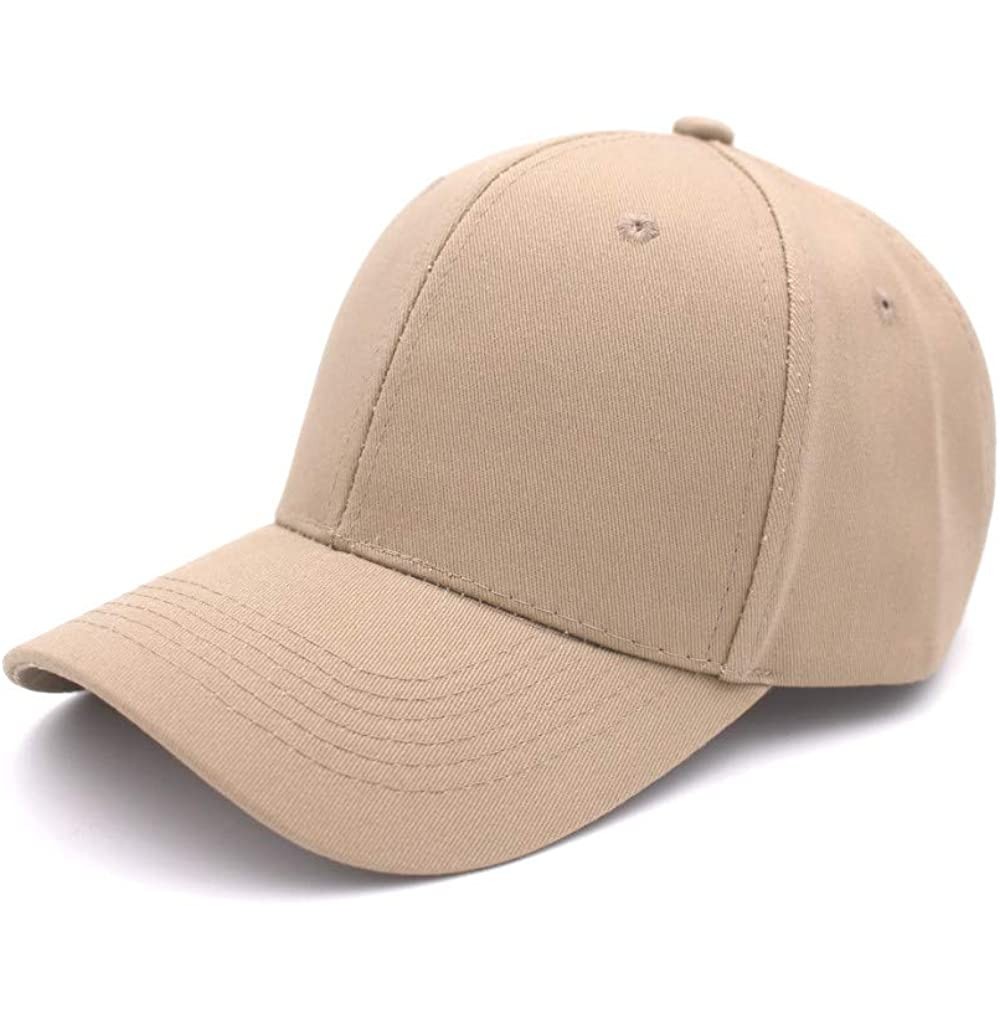 Baseball Caps Plain Cotton Baseball Cap Classic Adjustable Hats for Men Women Unisex Fitted Blank Hat - Khaki - CV192EIWA7E