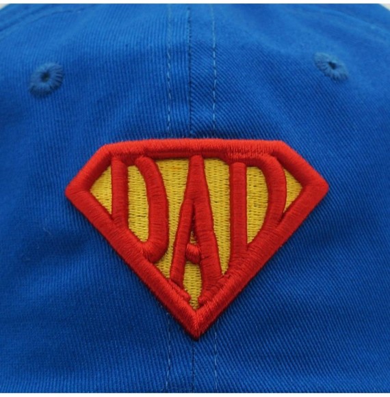 Baseball Caps Father's Day Super Dad Hat 100% Cotton Cap 3D Embroidery Blue - CD18EN8HGQ2