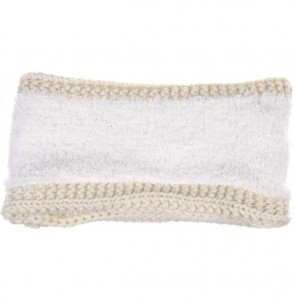 Headbands Women's Winter Chic Cable Warm Fleece Lined Crochet Knit Headband Turban - Ivory - CF18IL6D2CS