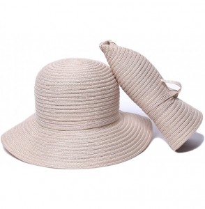 Sun Hats Women's Mae Fold-Roll-Tie Packable Cloche Sun Hat - Sand - C812N1X1NZE