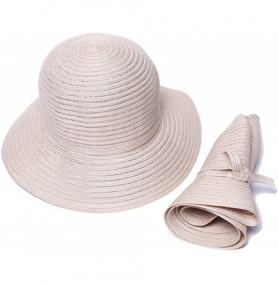 Sun Hats Women's Mae Fold-Roll-Tie Packable Cloche Sun Hat - Sand - C812N1X1NZE
