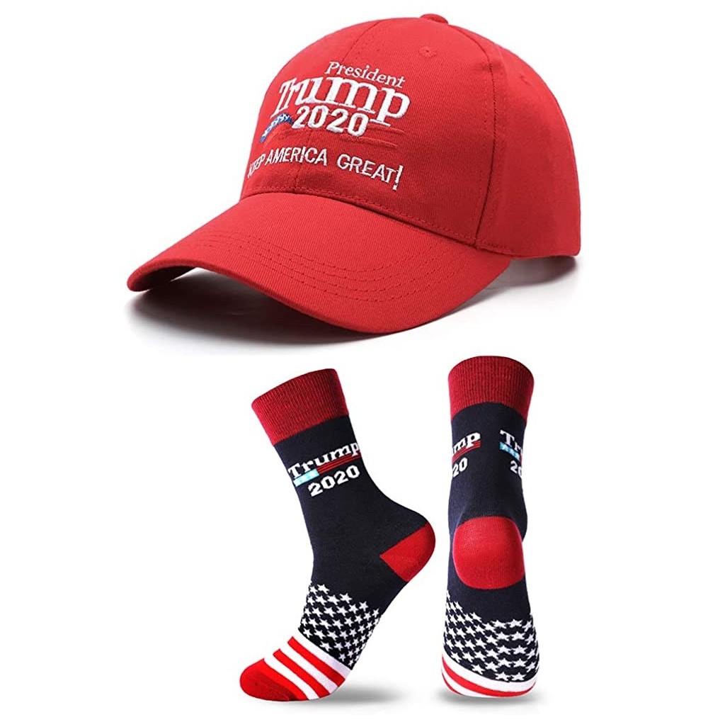Baseball Caps Donald Trump Make America Great Again Hat MAGA USA Cap with 2020 Socks - B Red Hat + 2020 Red Socks - CM18QES93LS