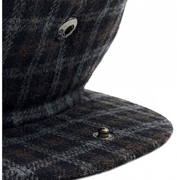 Newsboy Caps Classic Men's Flat Hat Wool Newsboy Herringbone Tweed Driving Cap - Brown Plaid - CL19448Q78S