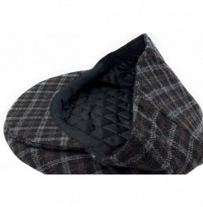 Newsboy Caps Classic Men's Flat Hat Wool Newsboy Herringbone Tweed Driving Cap - Brown Plaid - CL19448Q78S