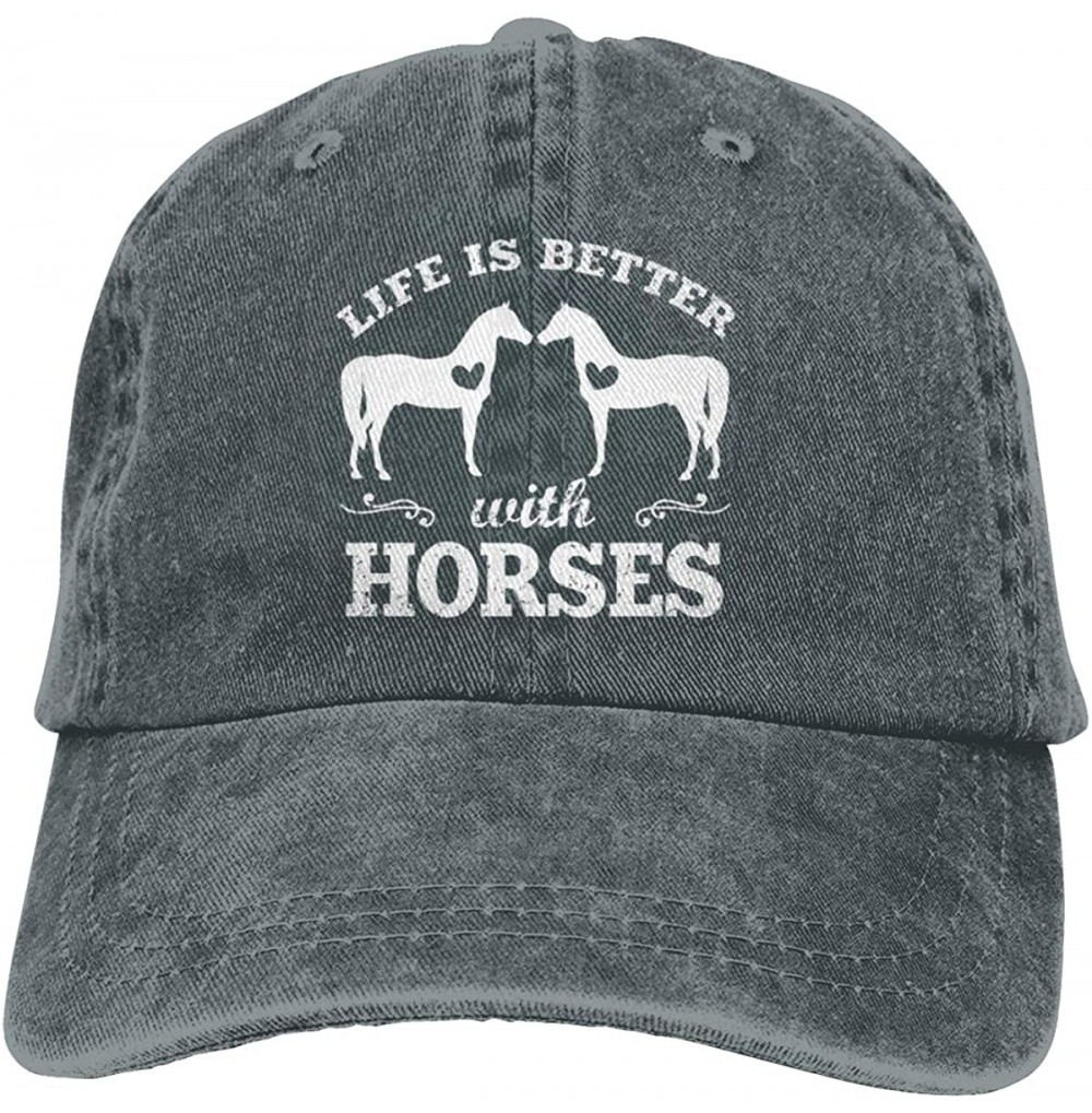 Baseball Caps Africa Rainbow Unisex Washed Adjustable Baseball Hats Dad Caps - Life is Better With Horses /Deep Heather - CT1...