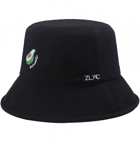 Bucket Hats Unisex Fashion Unique Word Embroidered Bucket Hat Summer Fisherman Cap for Men Women Teens - Avocado-black - C819...