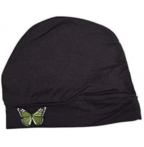 Skullies & Beanies Ladies Chemo Hat with Green Butterfly Bling - Brown - CN12O7LPOD0