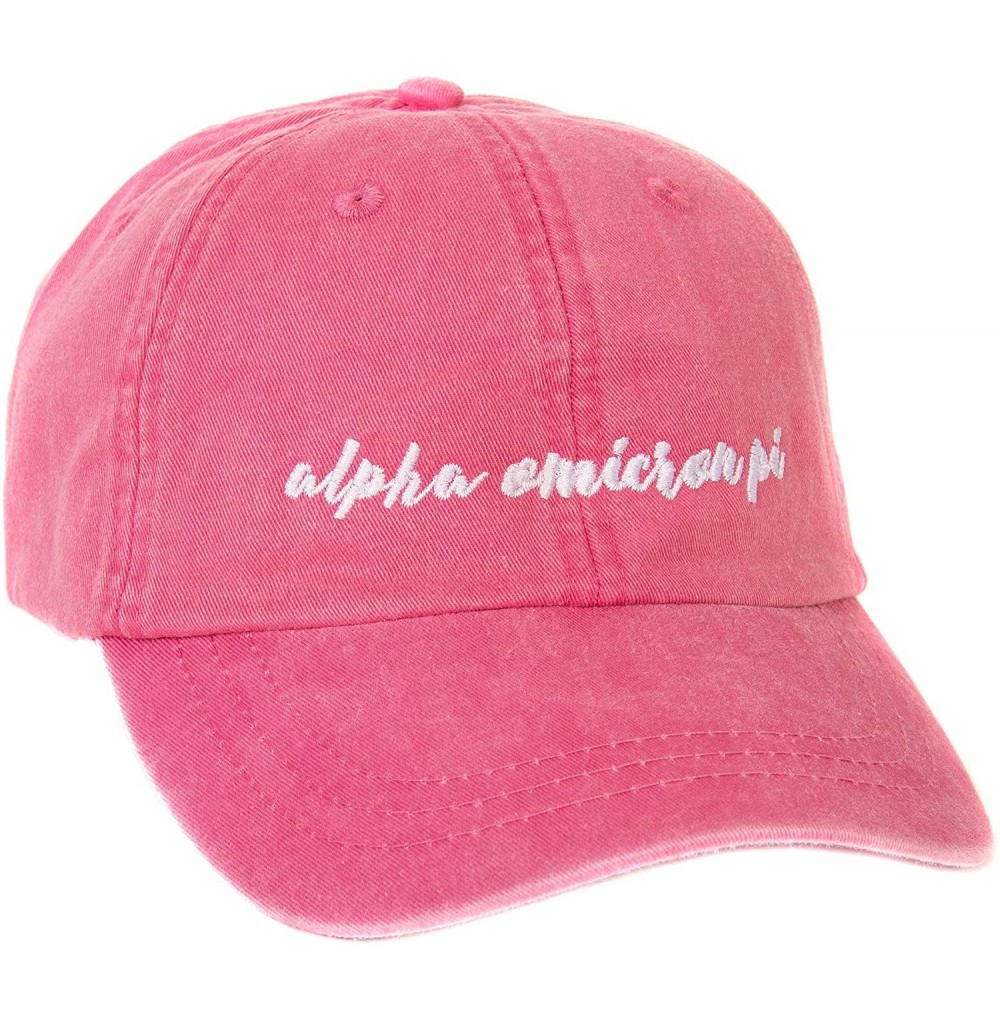 Baseball Caps Alpha Omicron Pi (N) Sorority Baseball Hat Cap Cursive Name Font AOII - Hot Pink - C6188TY6CK5