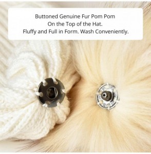 Skullies & Beanies Winter Hats for Women Fur Pom Pom Hats Knitted Cuff Bobble Beanie Warm Wool Ski Cap - Logo-white&beige Fur...