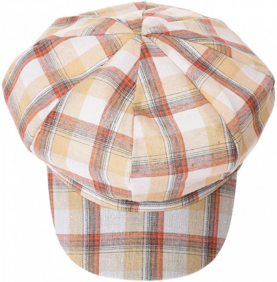Newsboy Caps Newsboy Hat Cotton Beret Cap Bakerboy Visor Peaked Summer Tartan Check Hat SLG1011 - Orange - CW18E5DIDY6