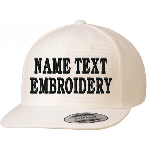 Baseball Caps Yupoong Snapback Hat Custom Flat Embroidery Cap Personalized Name Text Flat Bill Wool - Creamy Ivory - CQ180K97TXE