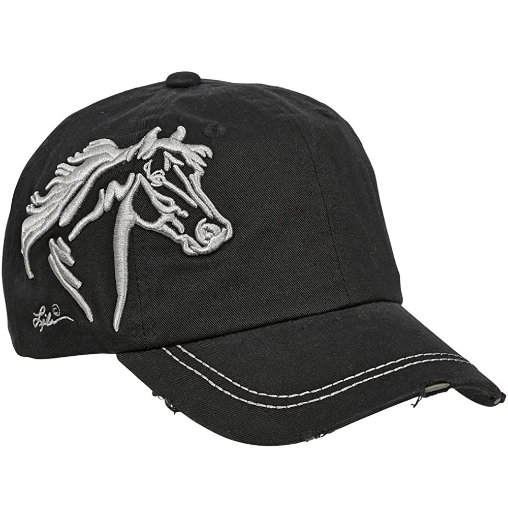 Baseball Caps Horse Head Raised Embroidery Hat - Black - CP126R4PPN1