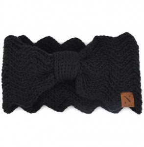 Cold Weather Headbands Winter Ear Bands for Women - Knit & Fleece Lined Head Band Styles - Black Knotted - CB18AILKQZD