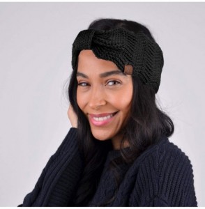 Cold Weather Headbands Winter Ear Bands for Women - Knit & Fleece Lined Head Band Styles - Black Knotted - CB18AILKQZD