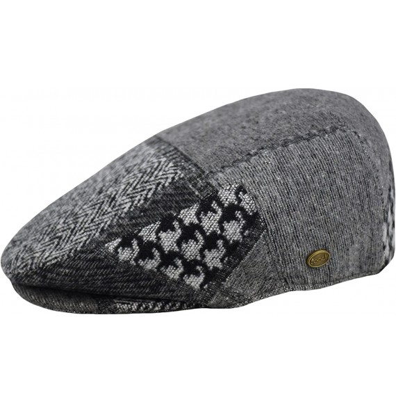 Newsboy Caps Classic Men's Flat Hat Wool Newsboy Herringbone Tweed Driving Cap - Iv2761-gray - C518CS0R2CM