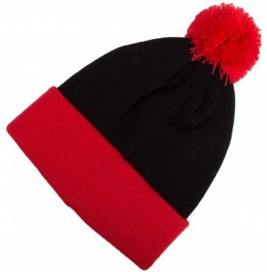 Skullies & Beanies Supply Co UN-POLO POM Red Black One Size Cap Knit Beanie - CI11HWJO29J