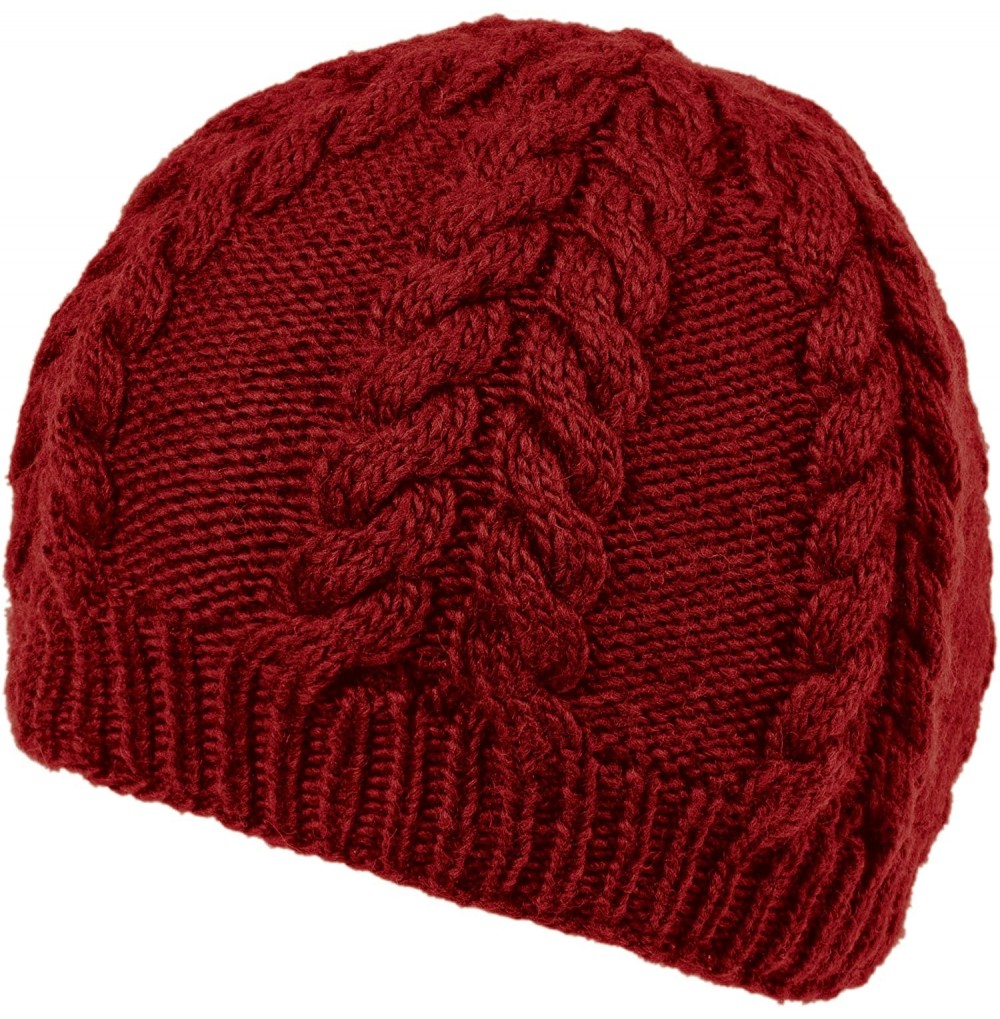 Skullies & Beanies Soft Wool Cable Beanie with Fleece - Red - C211738LWIX