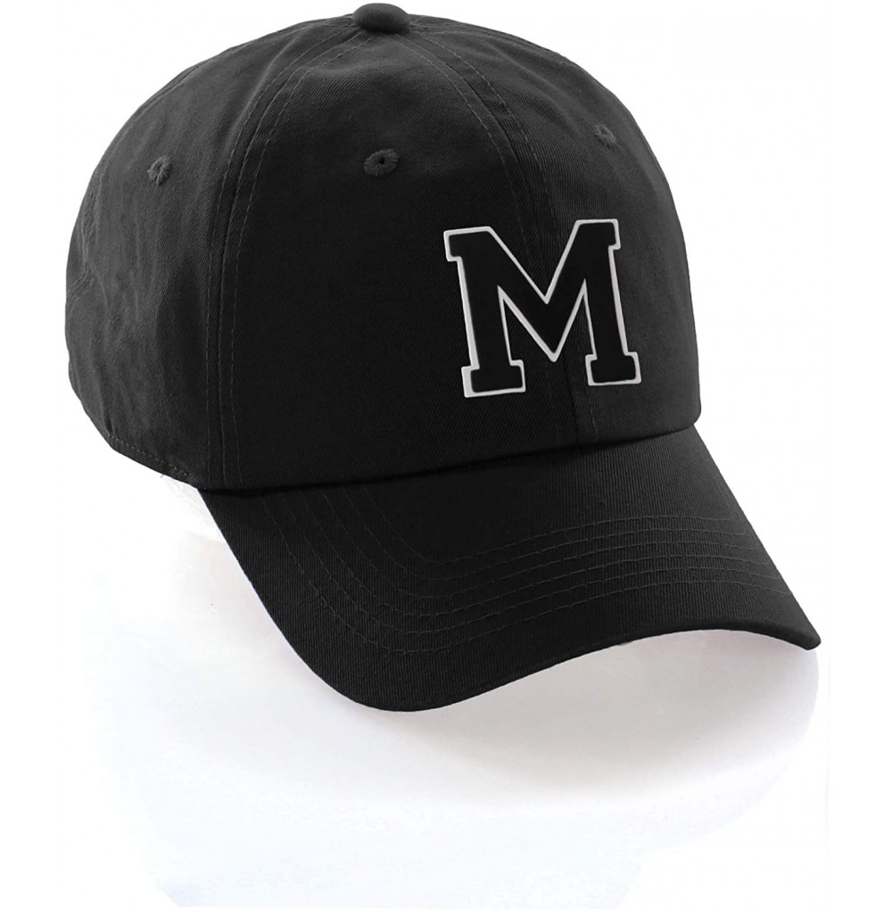 Baseball Caps Custom Hat A to Z Initial Letters Classic Baseball Cap- Black Hat White Black - Letter M - CQ18NKU0ZER