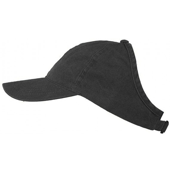 Baseball Caps Womens Washed Cotton Backless Baseball Cap Ponytail Hat - Black - CR18NI6H3IW