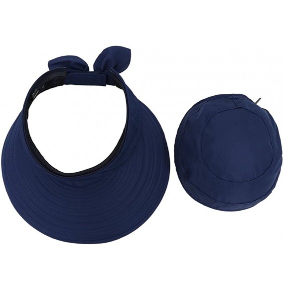 Bucket Hats Visor Hats Wide Brim Cap UV Protection Summer Sun Baseball Beach Hat - Navy Blue - CC18CEH86SO