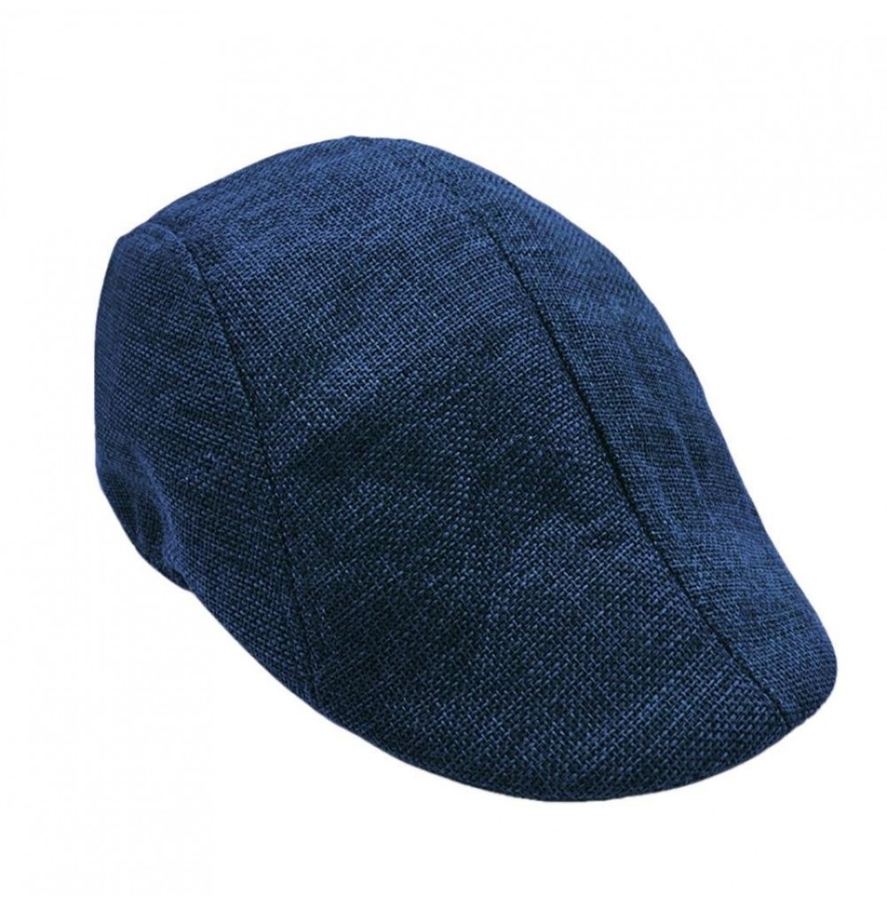 Newsboy Caps Flat Gatsby Hat for Men-Flat Ivy Newsboy Driving Hat Cap Breathable Beret Flat Cap (Navy) - Navy - C118E63LEWU