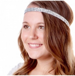 Headbands Women's Adjustable NO SLIP Bling Glitter Headband Mixed Pack (Skinny & Wave Silver 2pk) - CD119E7NWI9