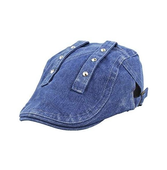 Newsboy Caps Variety Washed Denim Newsboy Ivy Style Hat (Denim blue15) - CN12ID7KDWX