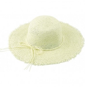 Sun Hats Women Hand-Woven Straw Hat Foldable Floppy Sun Hat Edge Wide Brim Beach Hat - Beige - CV18QX5TG68