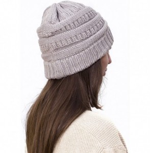 Skullies & Beanies Slouchy Beanie Winter Hats for Women Thick Warm Soft Chunky Cable Knit Hat Ski Cap - Grey - CT18ZOGWZTA
