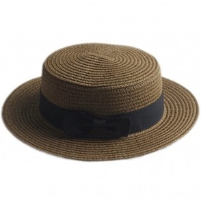 Sun Hats Adult Boater Caps Straw Hats - Coffee - CG12E1V41OB