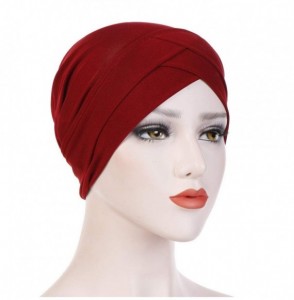 Skullies & Beanies Muslim Ruffle Fashion Headbands - Wine - CE18THQL7WC