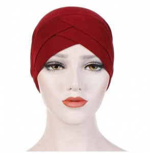 Skullies & Beanies Muslim Ruffle Fashion Headbands - Wine - CE18THQL7WC