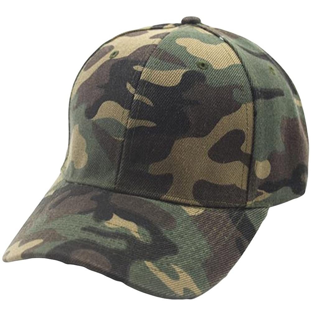 Baseball Caps Men Women Camouflage Baseball Cap Snapback Hat Hip-Hop Adjustable Unisex - Green - C618KQAXCEZ