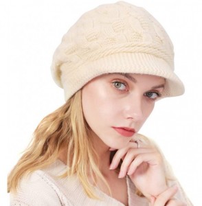 Skullies & Beanies Womens Winter Hat Newsboy Hat with Visor Cable Crochet Beanie Hat - Beige-style1 - C718Y5EA28X