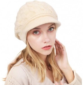 Skullies & Beanies Womens Winter Hat Newsboy Hat with Visor Cable Crochet Beanie Hat - Beige-style1 - C718Y5EA28X