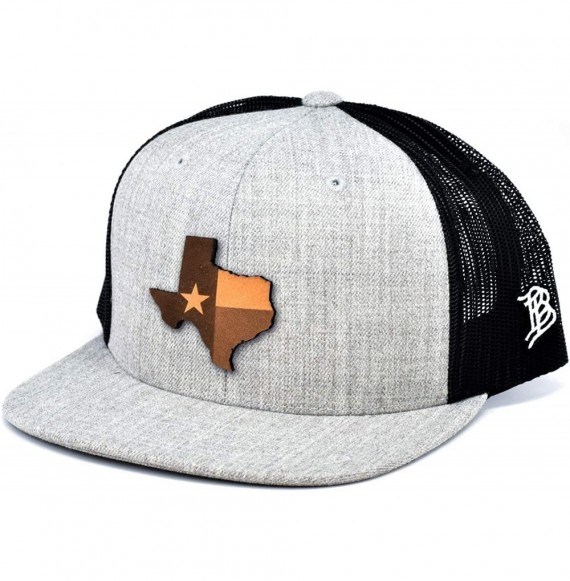 Baseball Caps Texas 'The 28' Leather Patch Hat Flat Trucker - Black/White - C818IGQYMG9