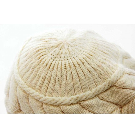 Skullies & Beanies Womens Winter Hat Girls Warm Outdoor Wool Knit Crochet Snow Cap - Beige - CF12O3T2E2M
