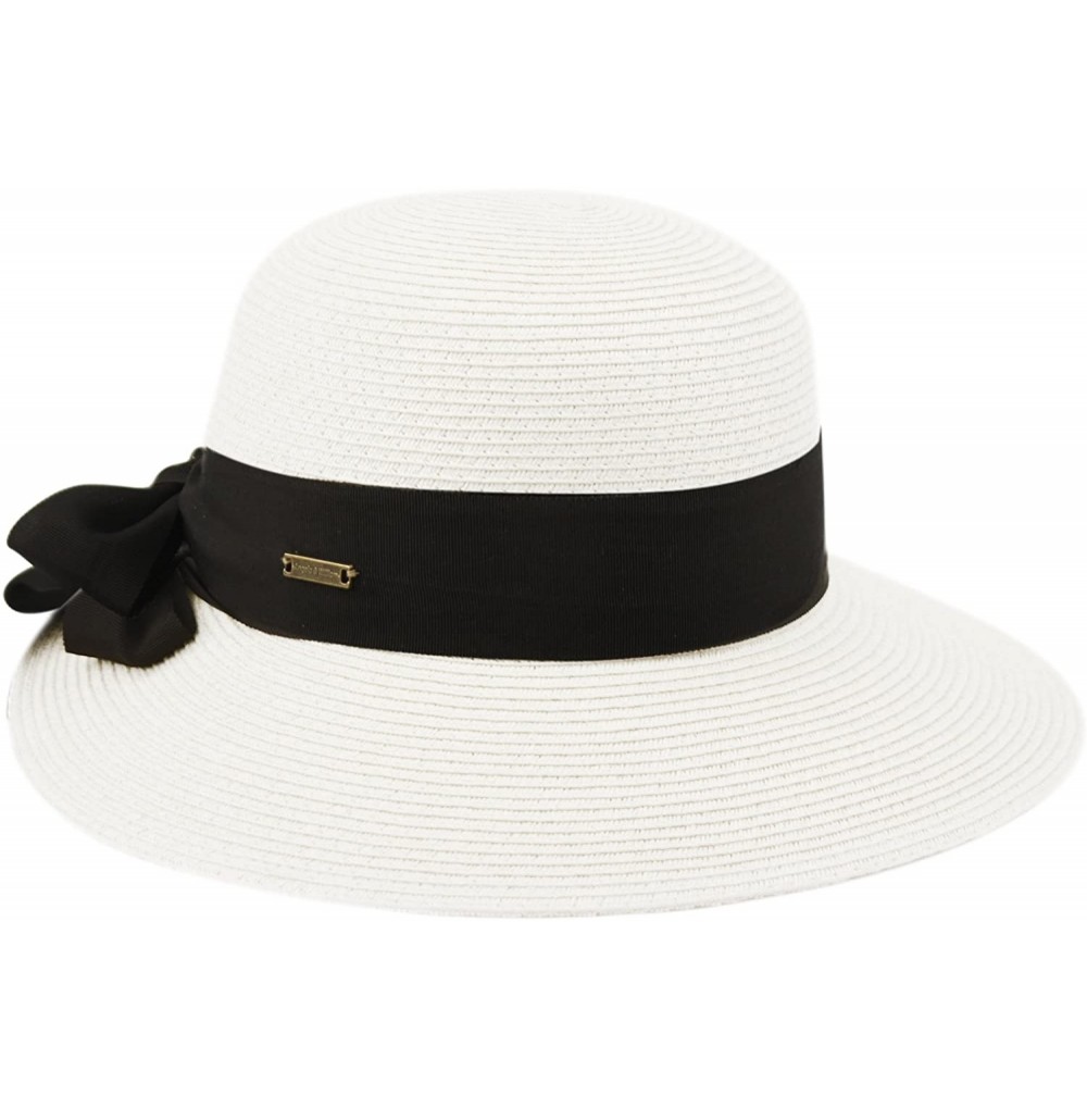 Sun Hats Women's Paper Braid Hat with Dimensional Brim - White - C918E3YCNQ2