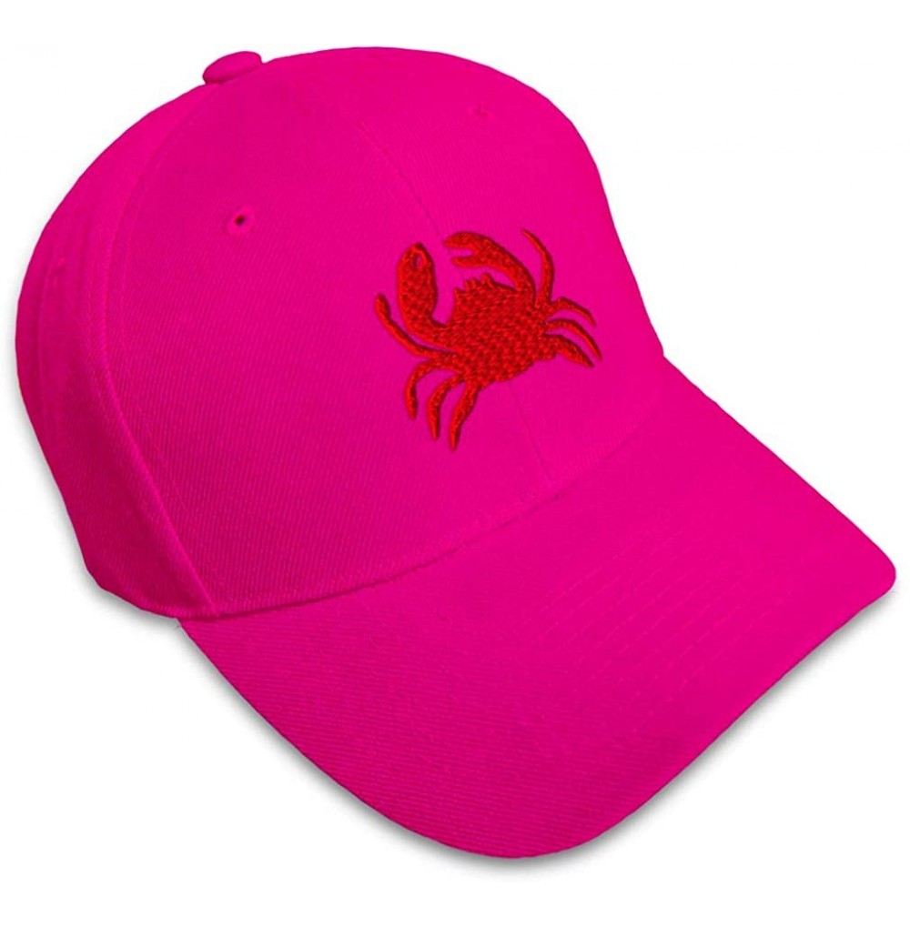 Baseball Caps Custom Baseball Cap Crab Style C Embroidery Acrylic Dad Hats for Men & Women - Hot Pink - CU18SE2TT45