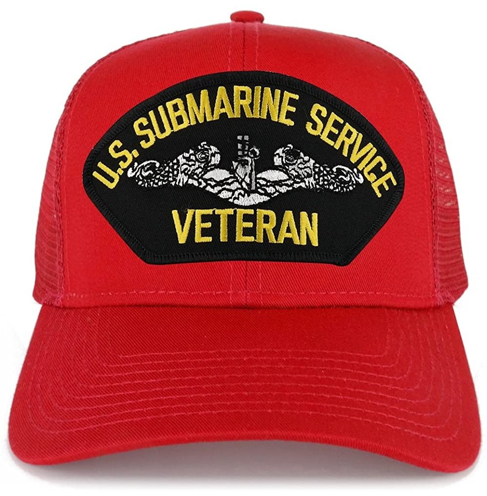 Baseball Caps US Submarine Service Veteran Embroidered Patch Snapback Mesh Trucker Cap - Red - C418907C4TI