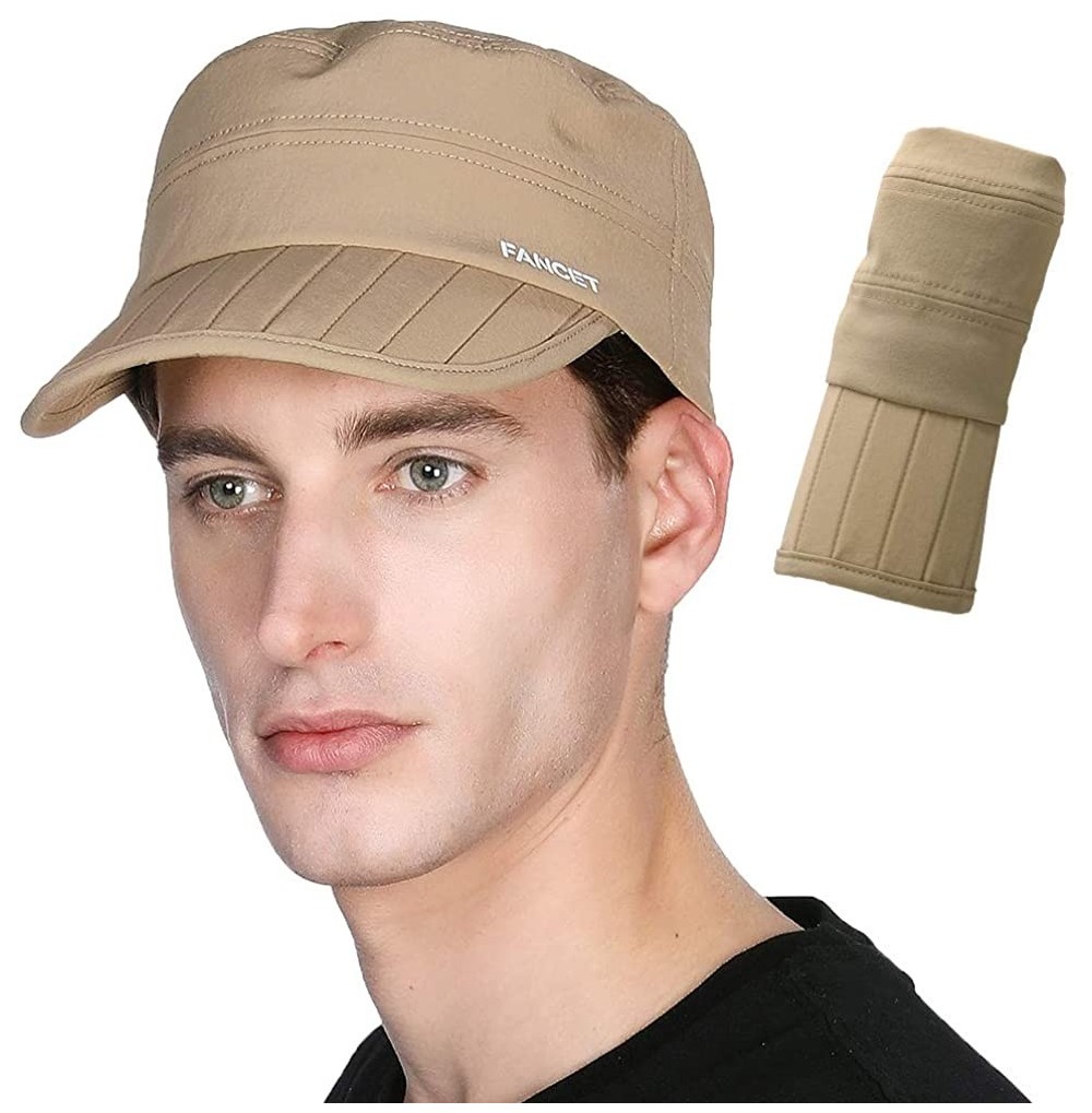 Baseball Caps Waterproof UV Foldable Baseball Cap w/Detachable Flap Quick-Dry Sun Protection - 00035_khaki - C418S6784O5