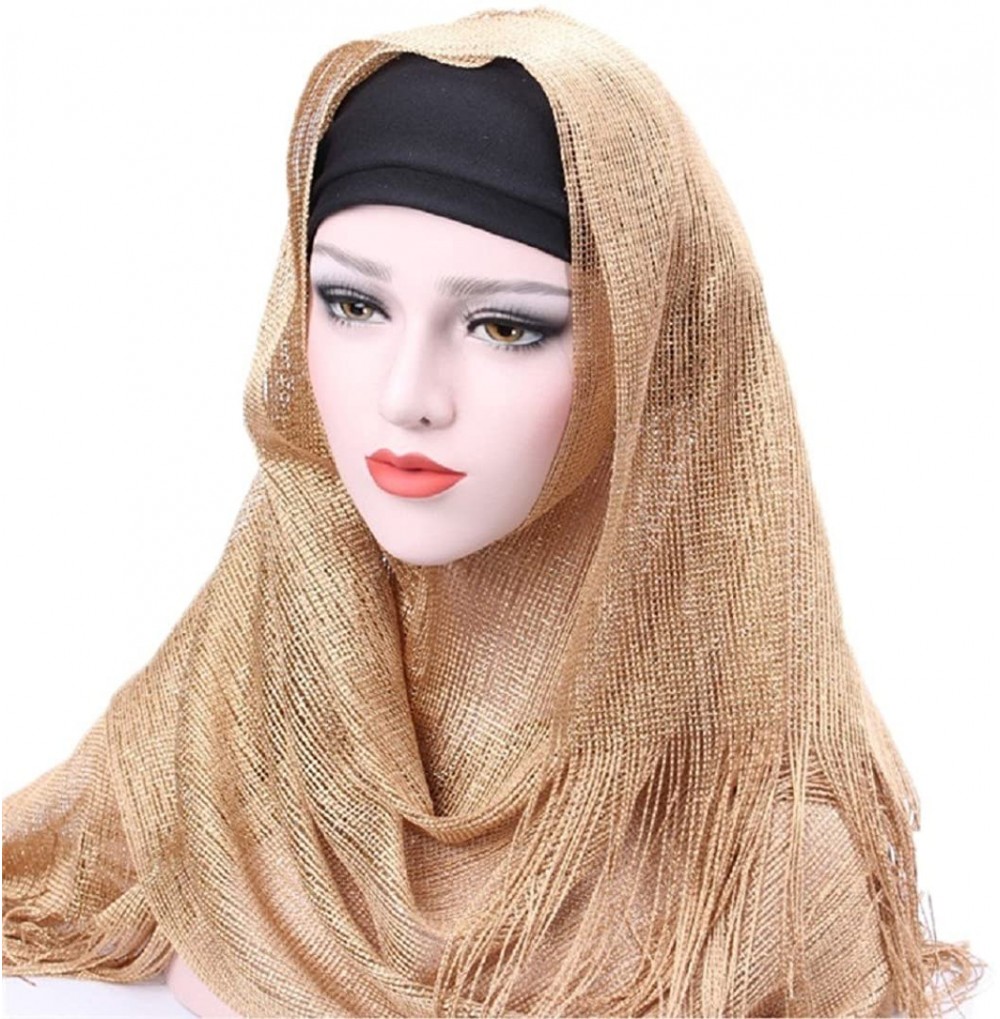 Skullies & Beanies Womens Lightweight Poly Cotton Jersey Hijab Scarf - Gold - C21850LY825