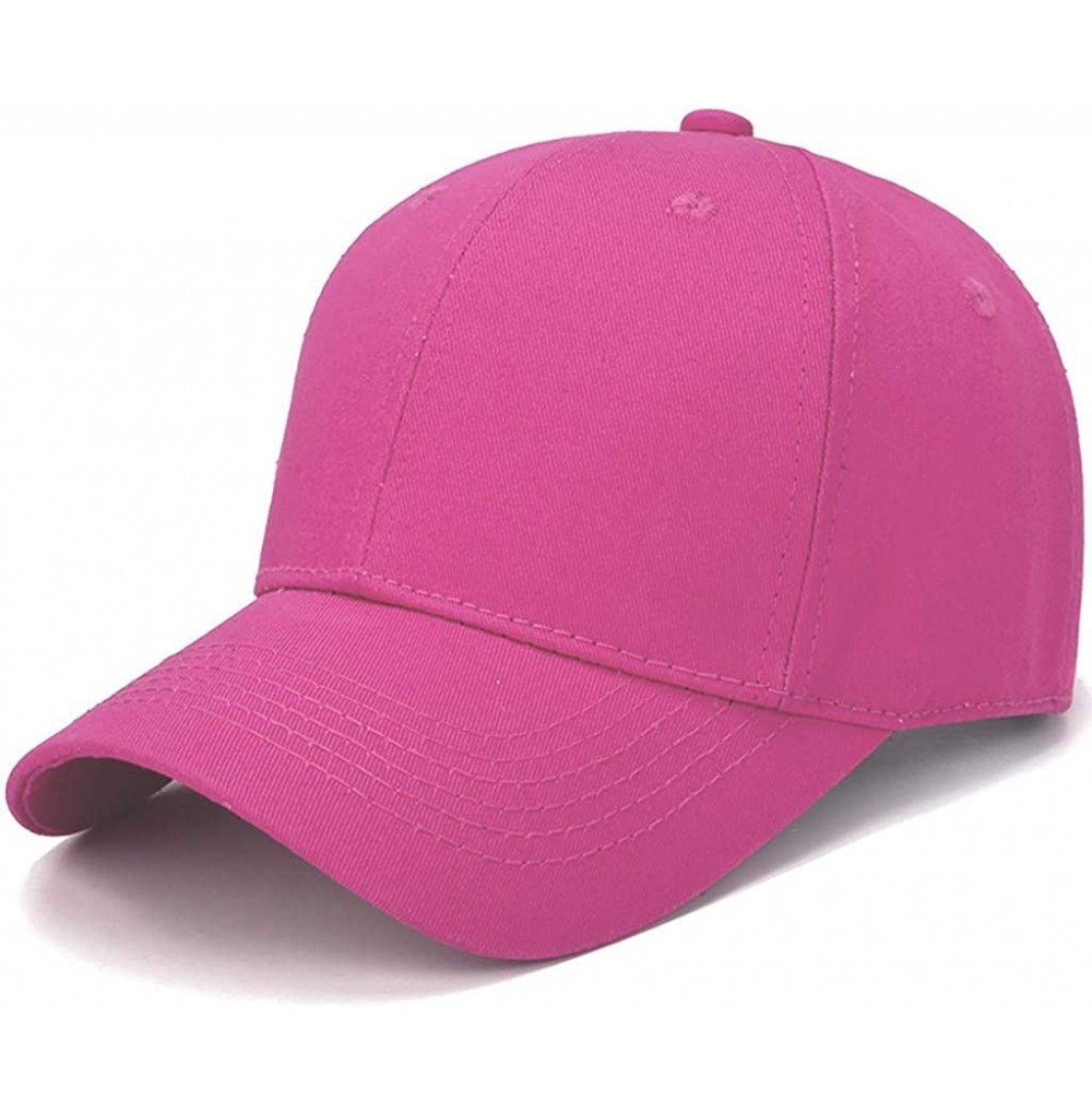 Rain Hats Unisex Vintage Washed Distressed Baseball-Cap Adjustable Light Board Solid Color Outdoor Sun Hat - Hot Pink - CW195...