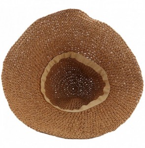 Sun Hats Women's Wide Brim Caps Foldable Fashion Summer Beach Sun Straw Hats - Coffee - CU12IDG2I4F