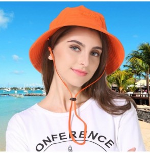 Bucket Hats Womens Bucket Sun Hat UPF 50+ Light Weight Sun Protection Caps - Orange - C518C0MY0LC