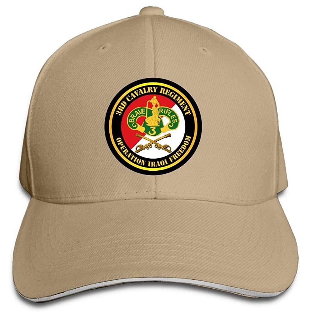 Baseball Caps 3rd Armored Cavalry Regiment DUI - Red White Sandwich Hat Baseball Cap Dad Hat - Natural - CK18K64RR5R