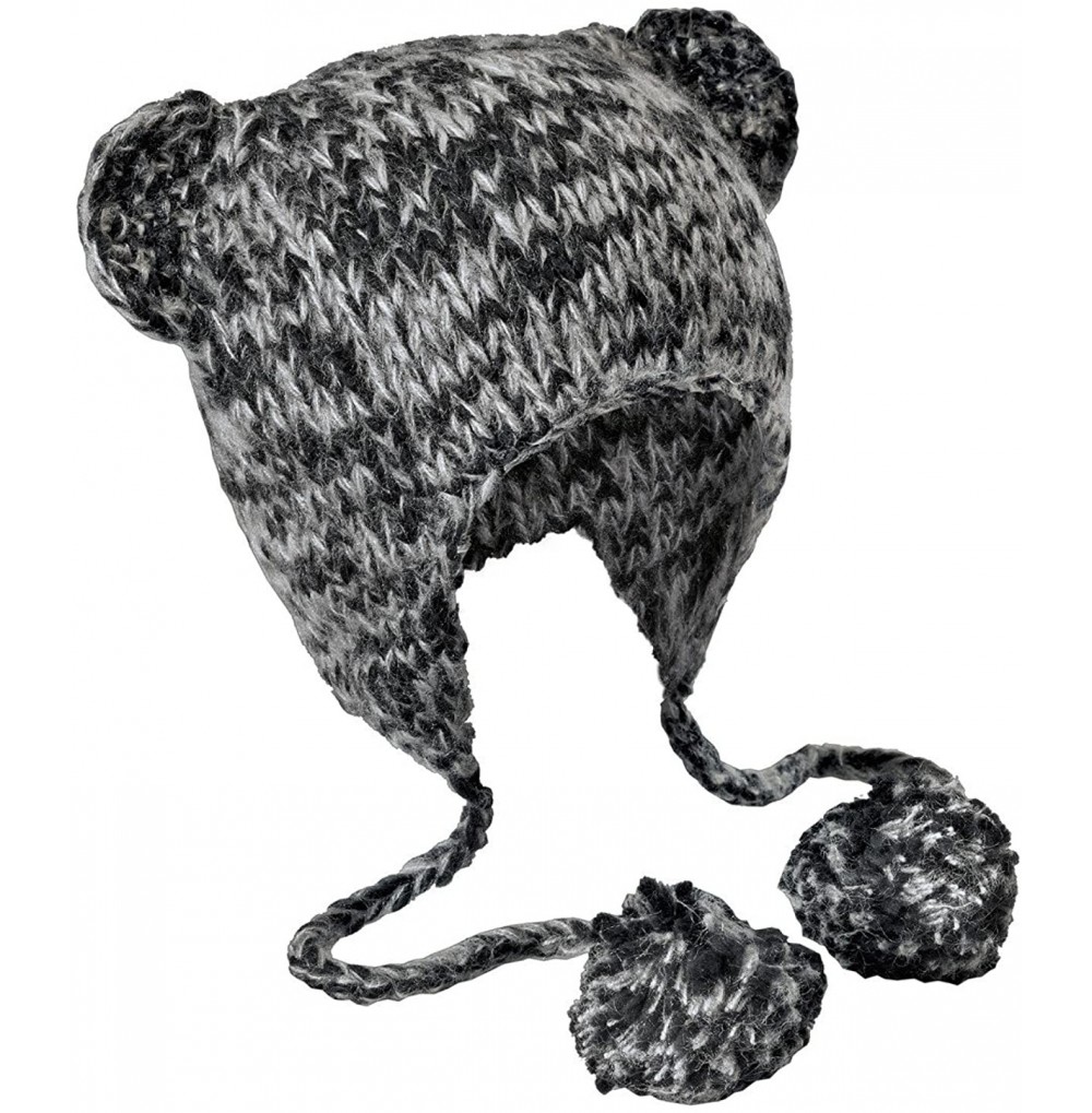 Skullies & Beanies Women's Hand Knit Cat Eared Beanie - Black - CC11QDS92LX