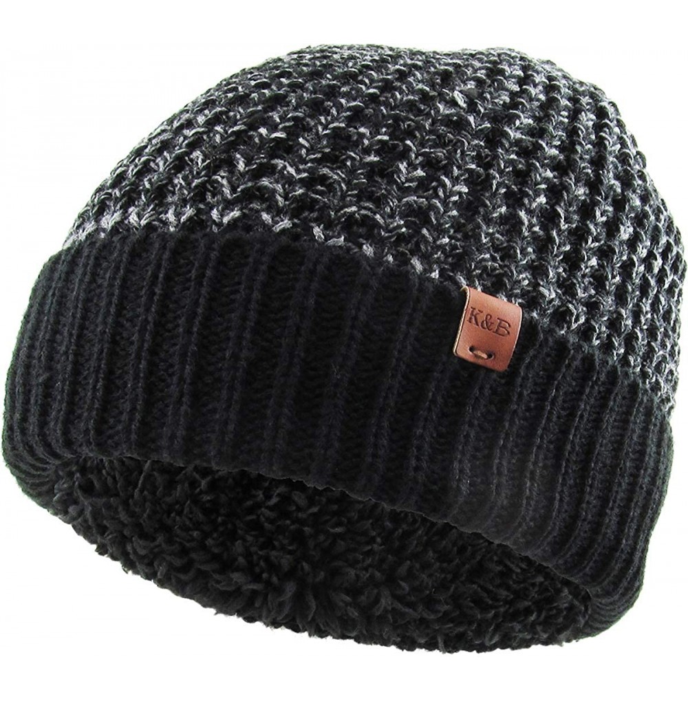 Skullies & Beanies Men Women Knit Winter Warmers Hat Daily Slouchy Hats Beanie Skull Cap - 3.01) Very Warm Black and White - ...