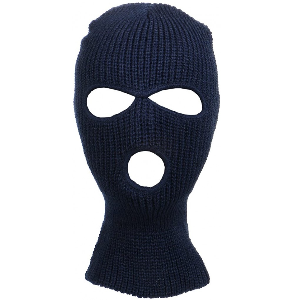 Balaclavas Knitted 3-Hole Full Face Cover Ski Mask - Navy - C111SFU5PYZ