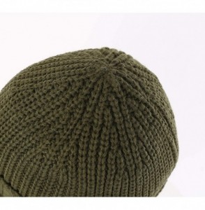 Skullies & Beanies Men's Outdoor Newsboy Hat Winter Warm Thick Knit Beanie Cap with Visor - Army Green - CE18I7KWWWQ